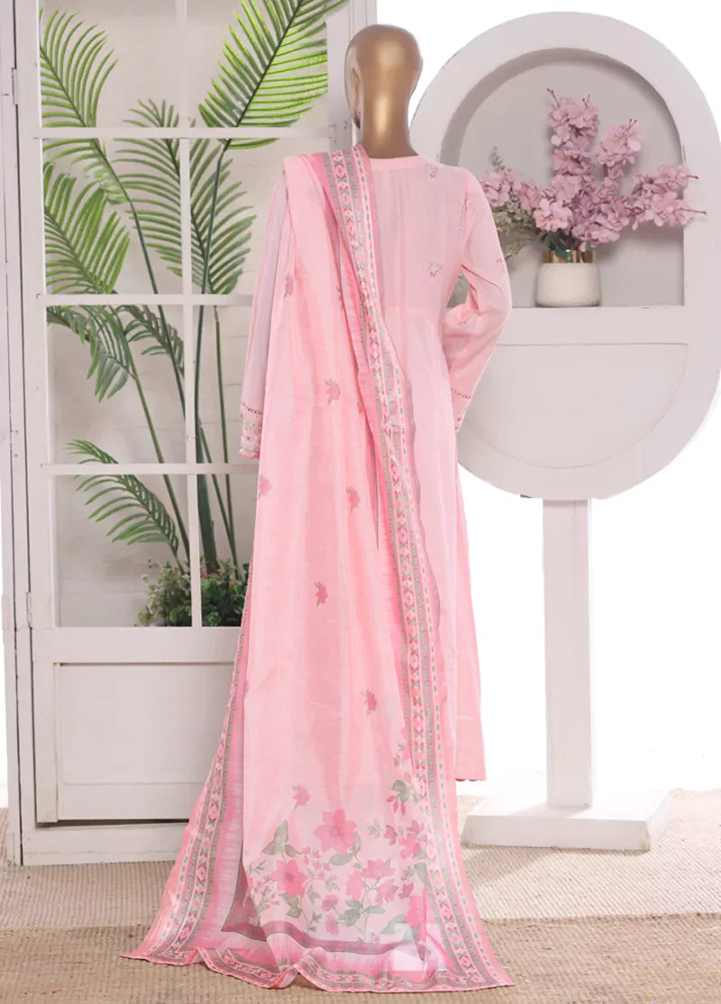 3 Piece Embroidred Stitched Lawn Frock with Trouser & Dupatta | BS-10