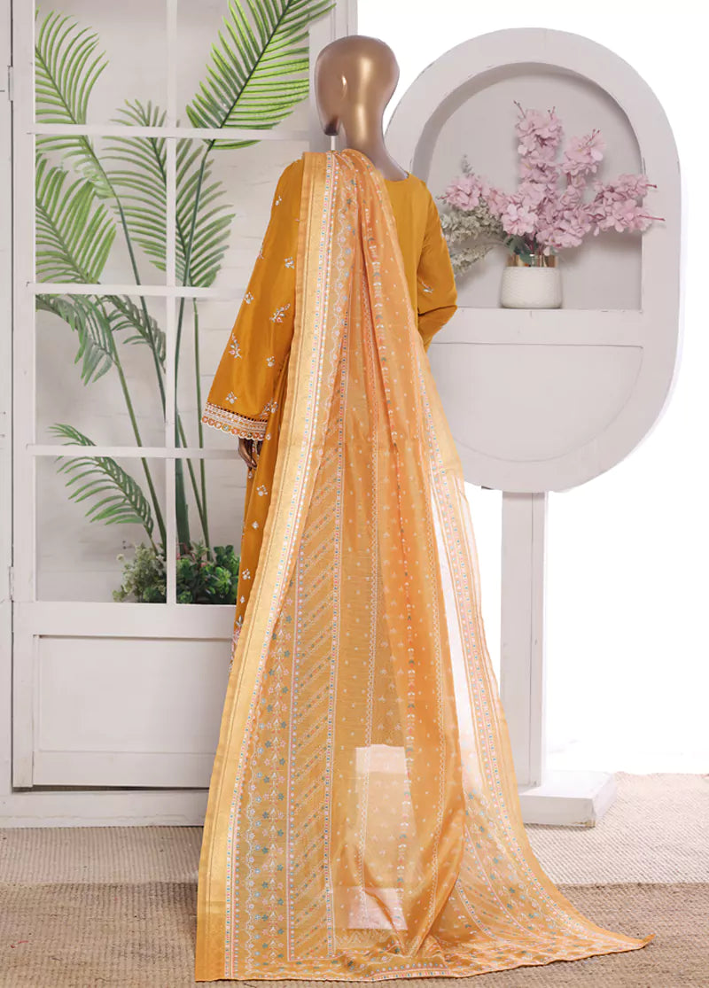 3 Piece Embroidred Stitched Lawn Frock with Trouser & Dupatta | BS-07