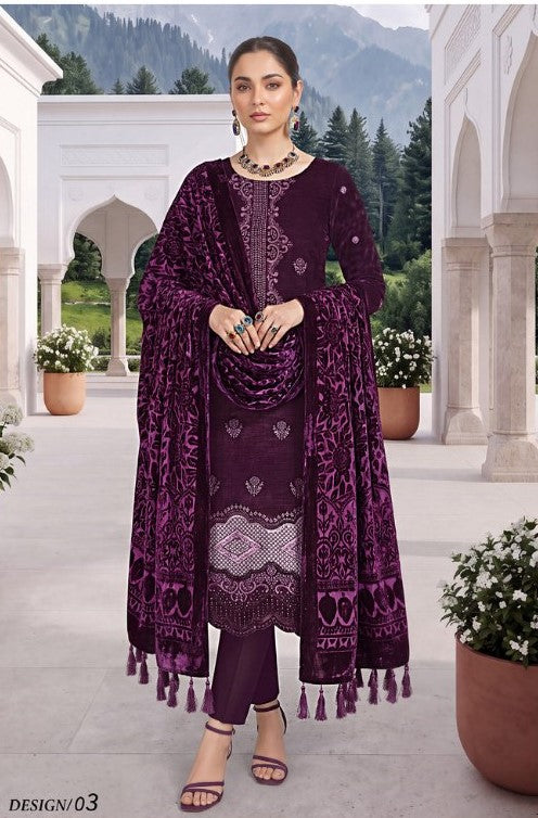 Bin Rashid Embroidered Peach Slub 3-Piece Suit | Kareena Party Wear Design-03
