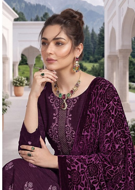 Bin Rashid Embroidered Peach Slub 3-Piece Suit | Kareena Party Wear Design-03