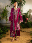 Mahnur | K-09 | Kaia Slub Linen '25 – Embroidered 3-Piece Unstitched Suit (Berry)