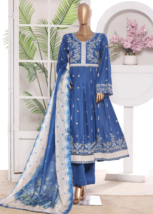 3 Piece Embroidred Stitched Lawn Frock with Trouser & Dupatta | BS-14