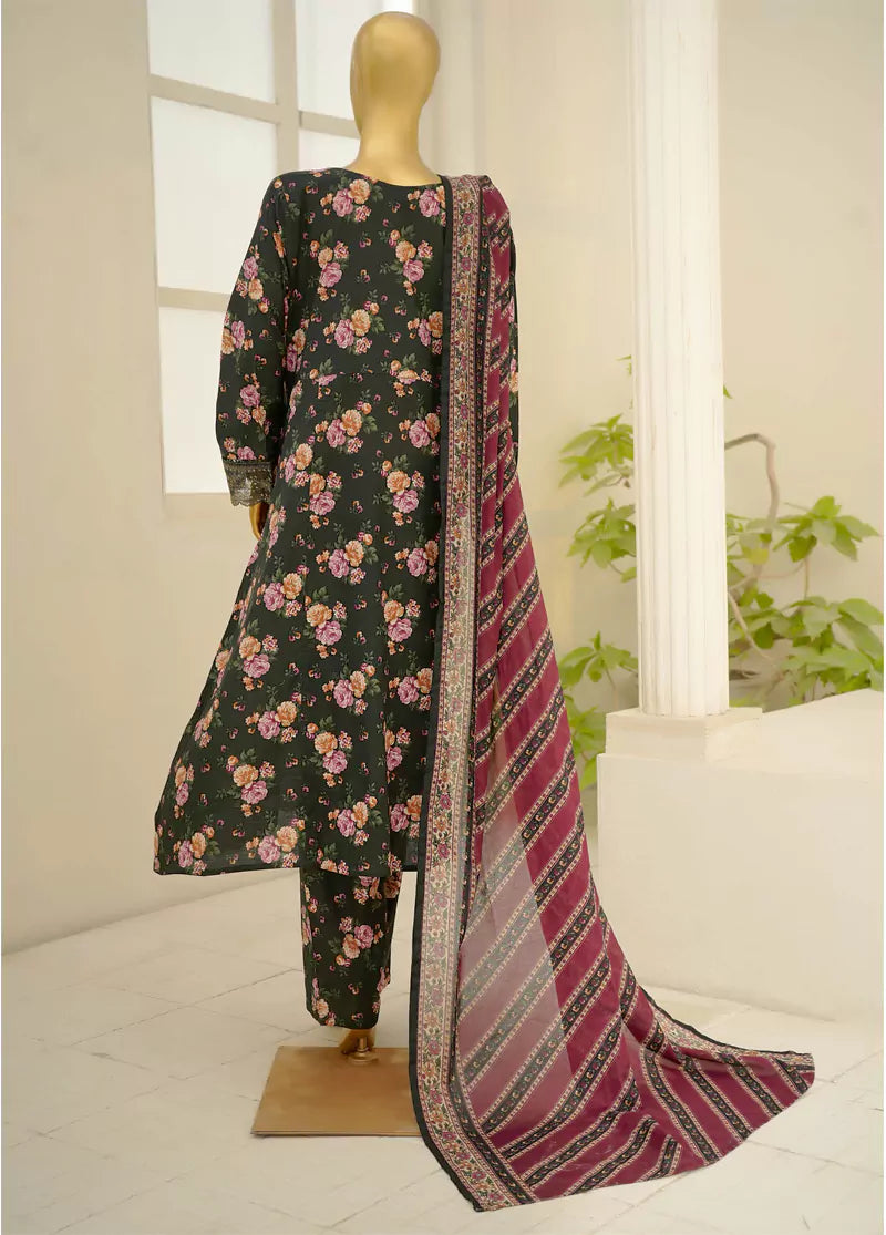 3 Piece Embroidred Stitched Lawn Frock with Trouser & Dupatta | BS-05