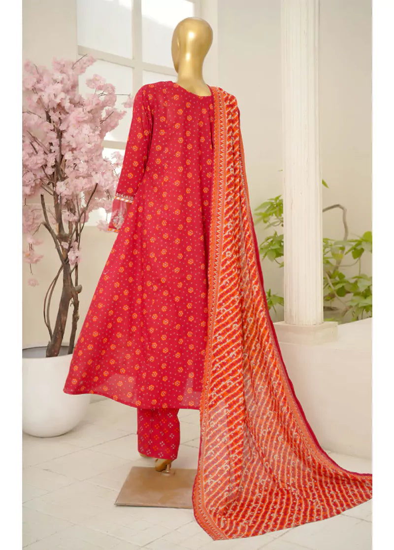 3 Piece Embroidred Stitched Lawn Frock with Trouser & Dupatta | BS-06