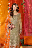Imrozia Serene M-104 Noura | Mehndi Green Luxury Embroidered Chiffon Suit (Unstitched)