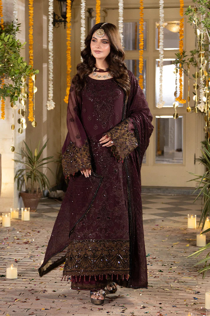 Regal Purple Formal Dress  Imrozia Serene Mahveen M-106 Chiffon Ensemble