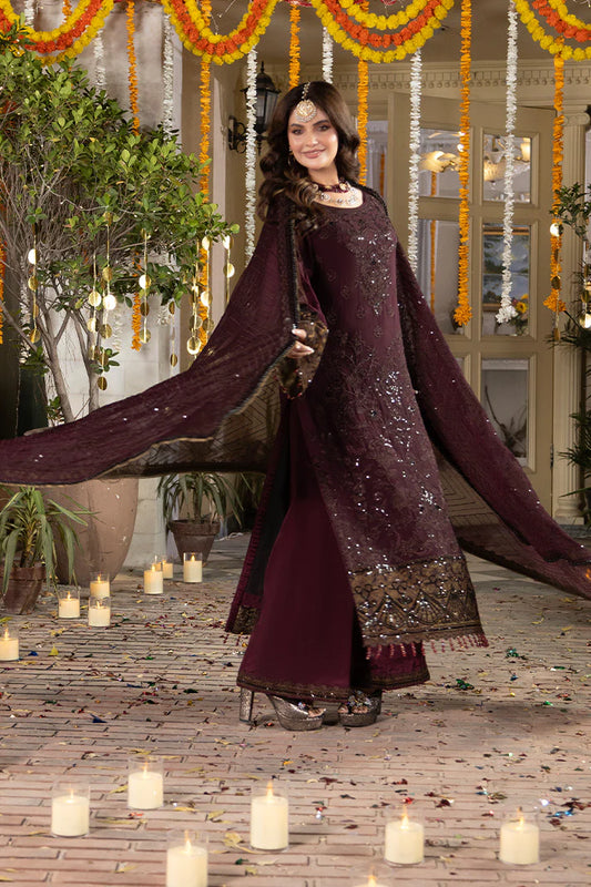 Regal Purple Formal Dress  Imrozia Serene Mahveen M-106 Chiffon Ensemble