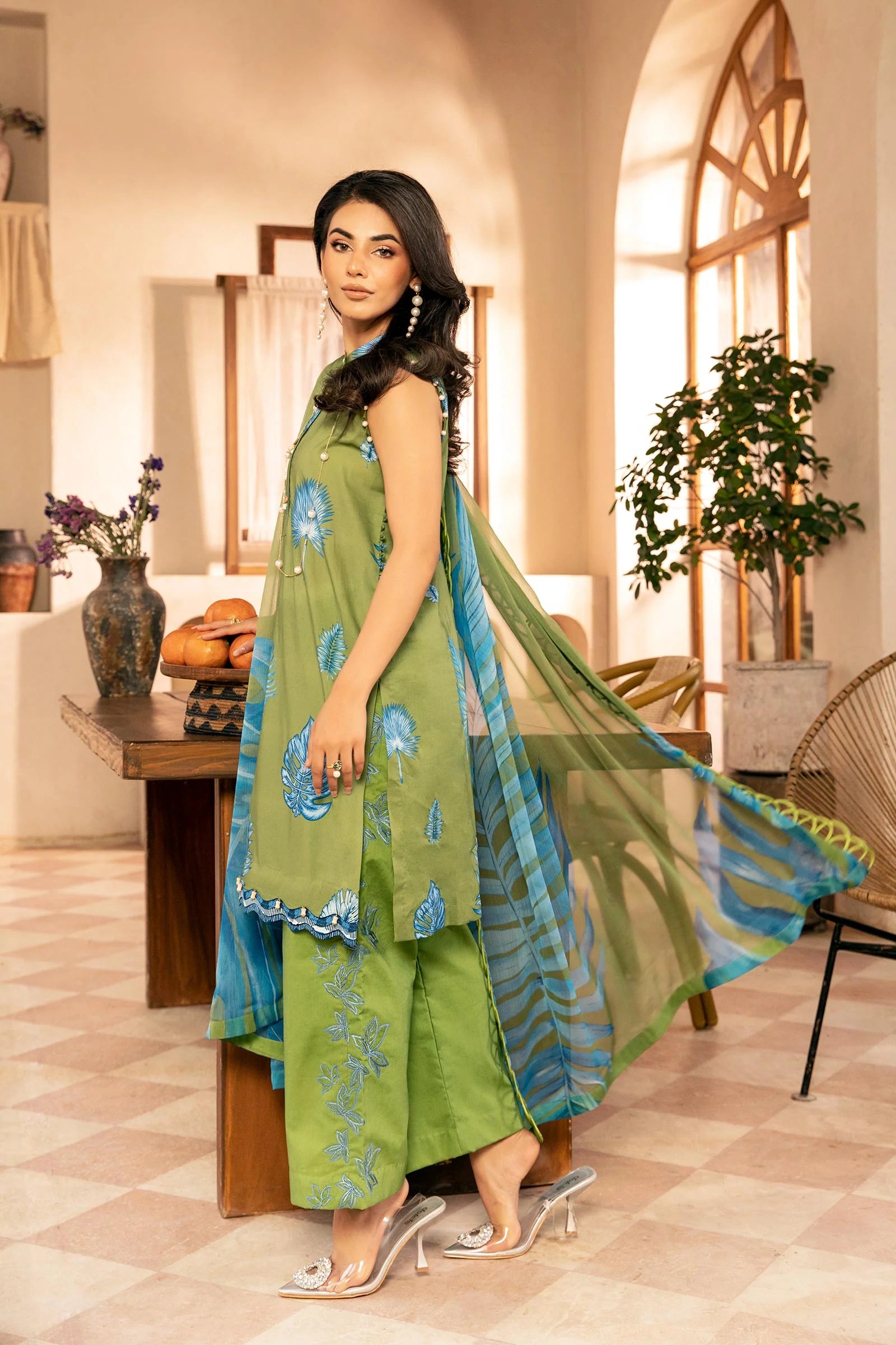 3 Pc Unstitched Embroidered Lawn Suit | MB-CUS25-906A - MARIA.B