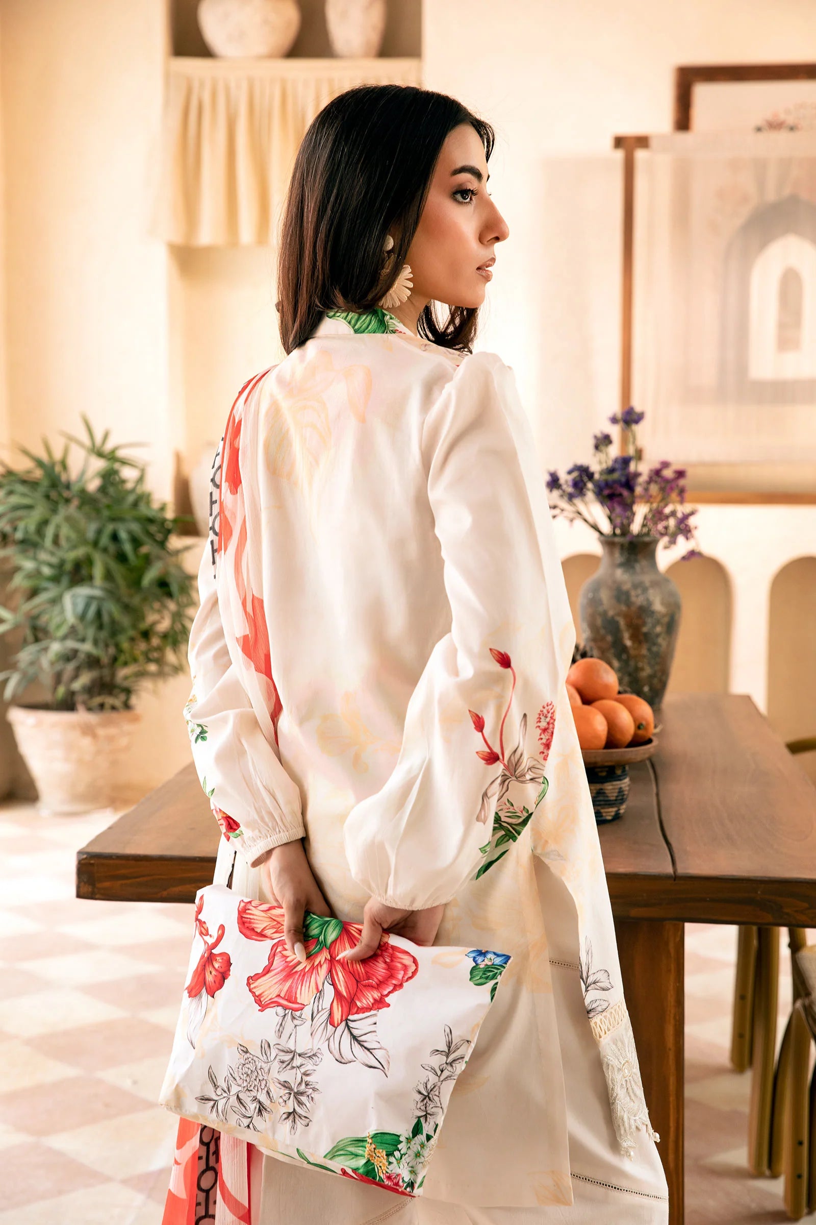 3 Pc Unstitched Embroidered Lawn Suit | MB-CUS25-907B - MARIA.B