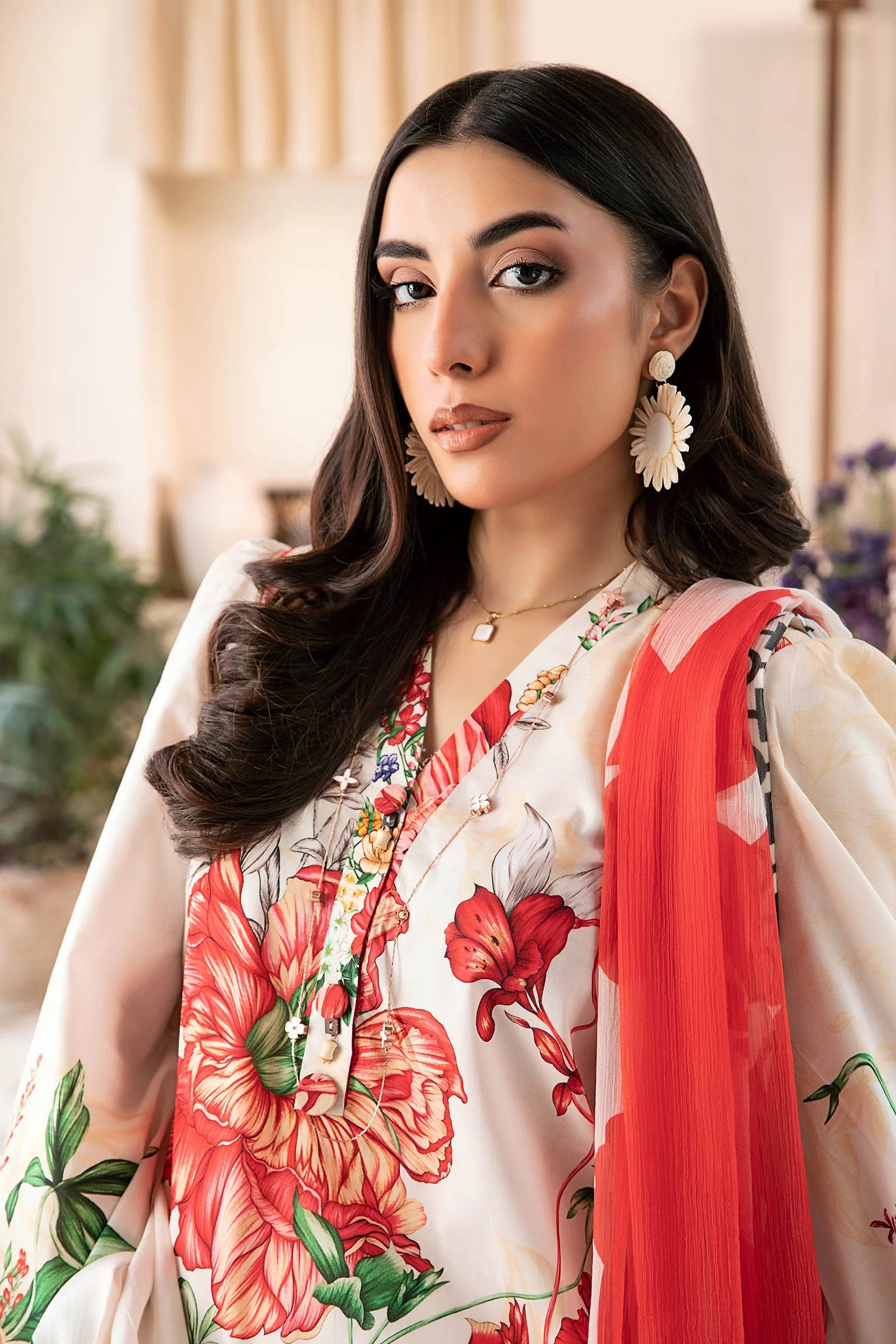 3 Pc Unstitched Embroidered Lawn Suit | MB-CUS25-907B - MARIA.B