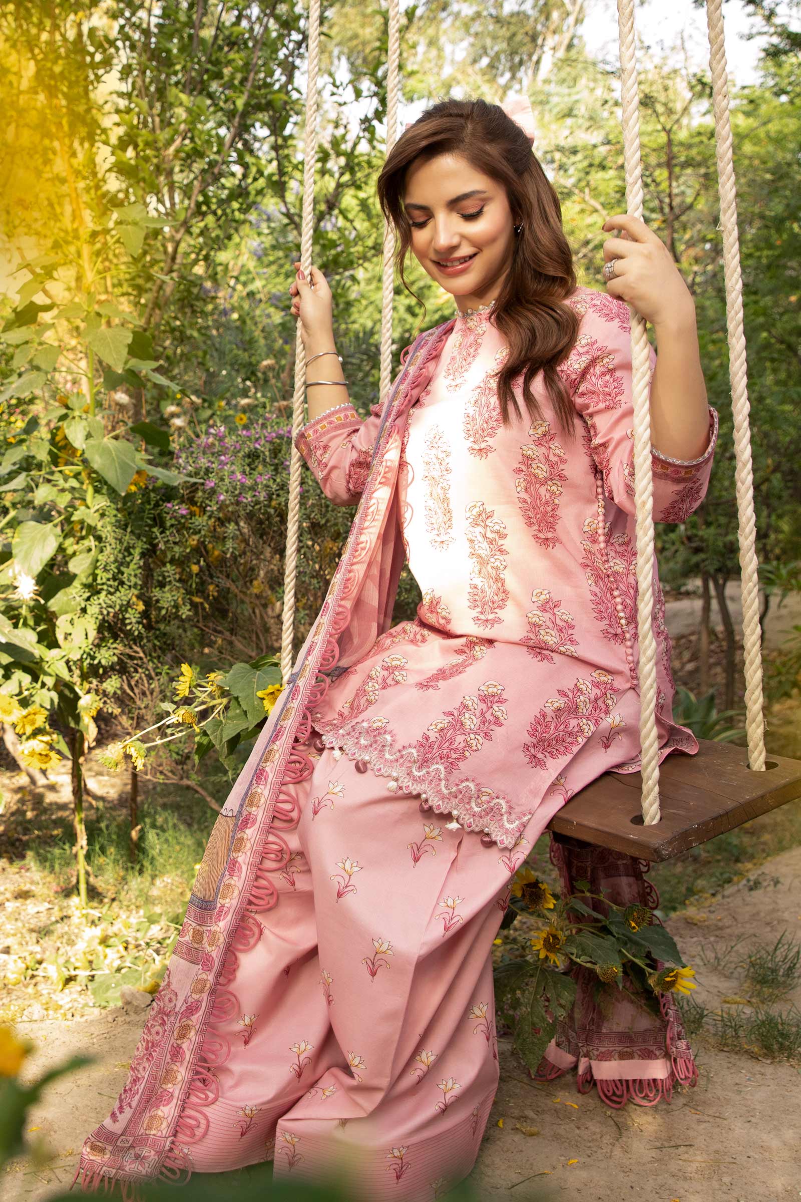 3 Pc Unstitched Embroidered Lawn Suit | MB-CUS25-908A - MARIA.B