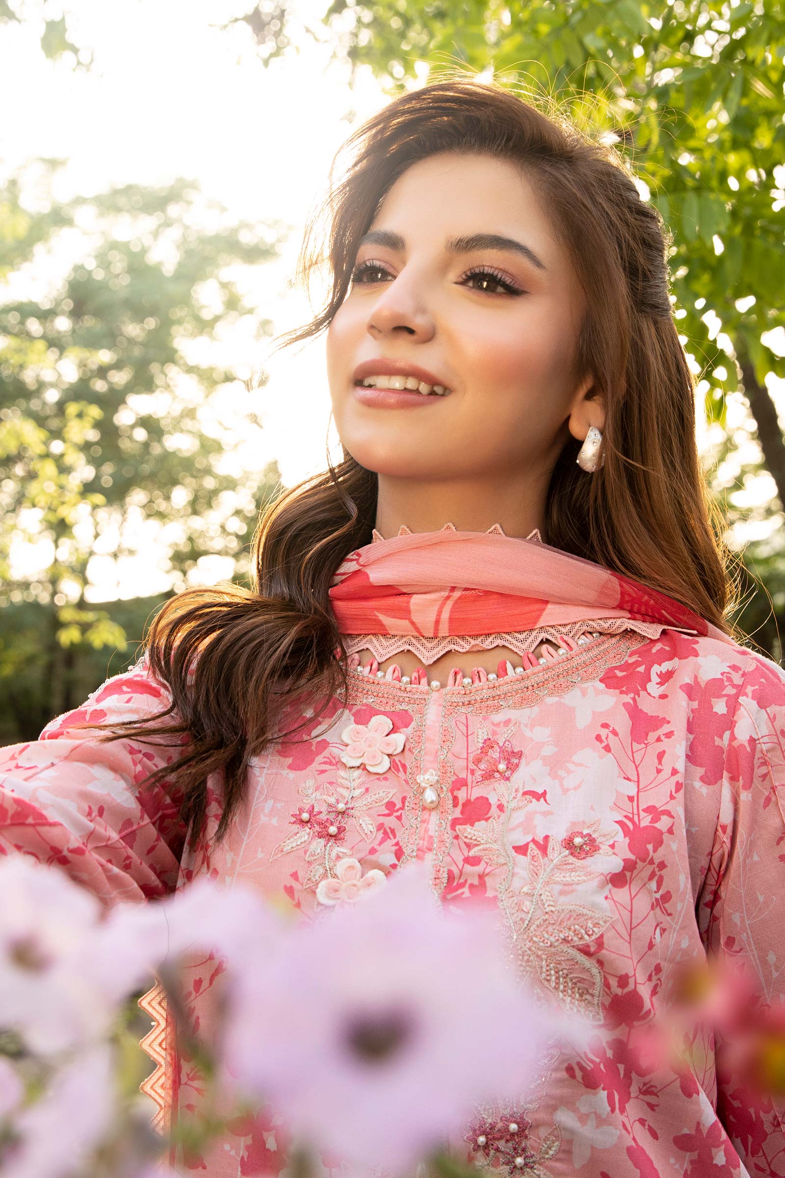 3 Pc Unstitched Embroidered Slub Lawn Suit | MB-CUS25-910B - MARIA.B