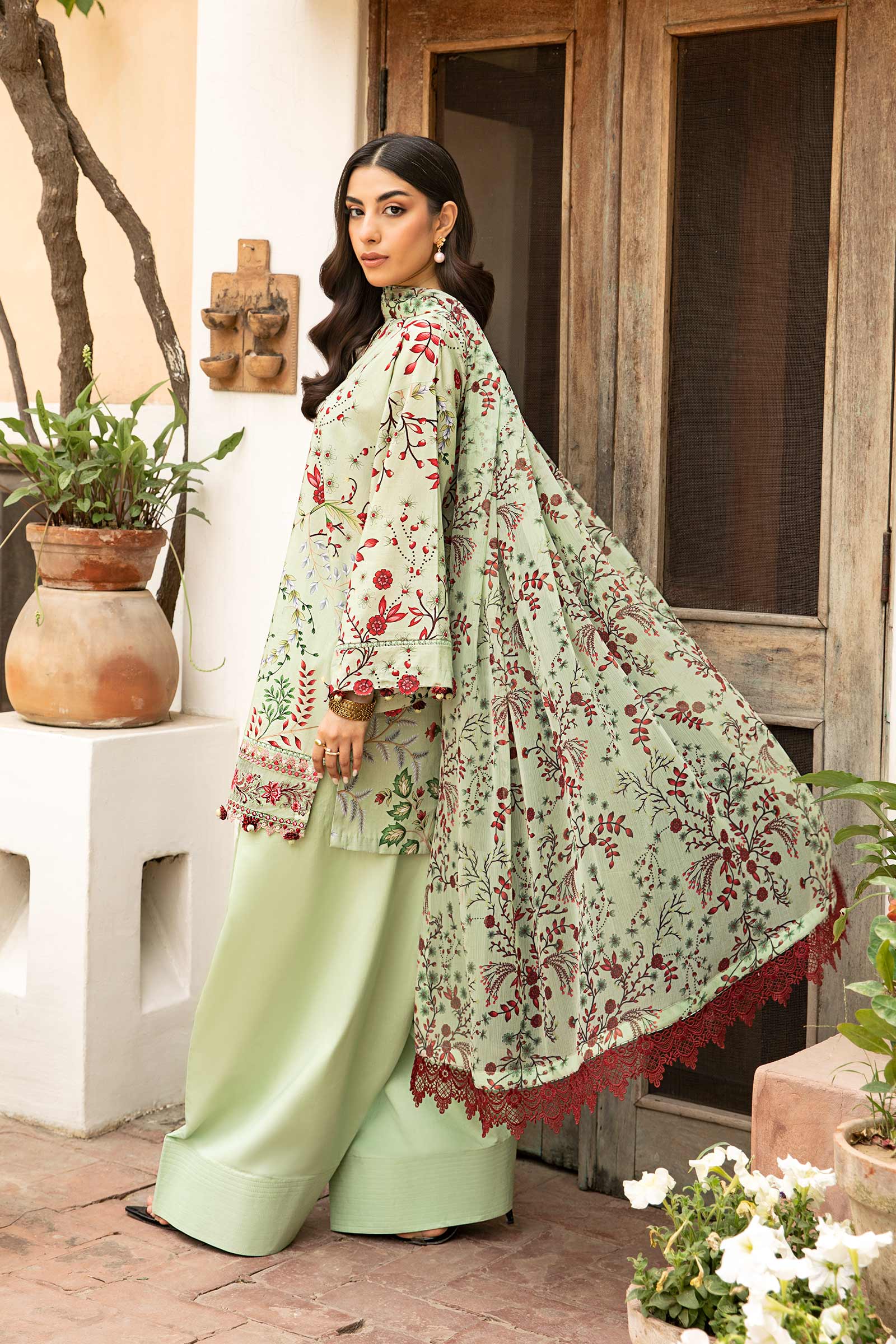 3 Pc Unstitched Embroidered Slub Lawn Suit | MB-CUS25-912B - MARIA.B
