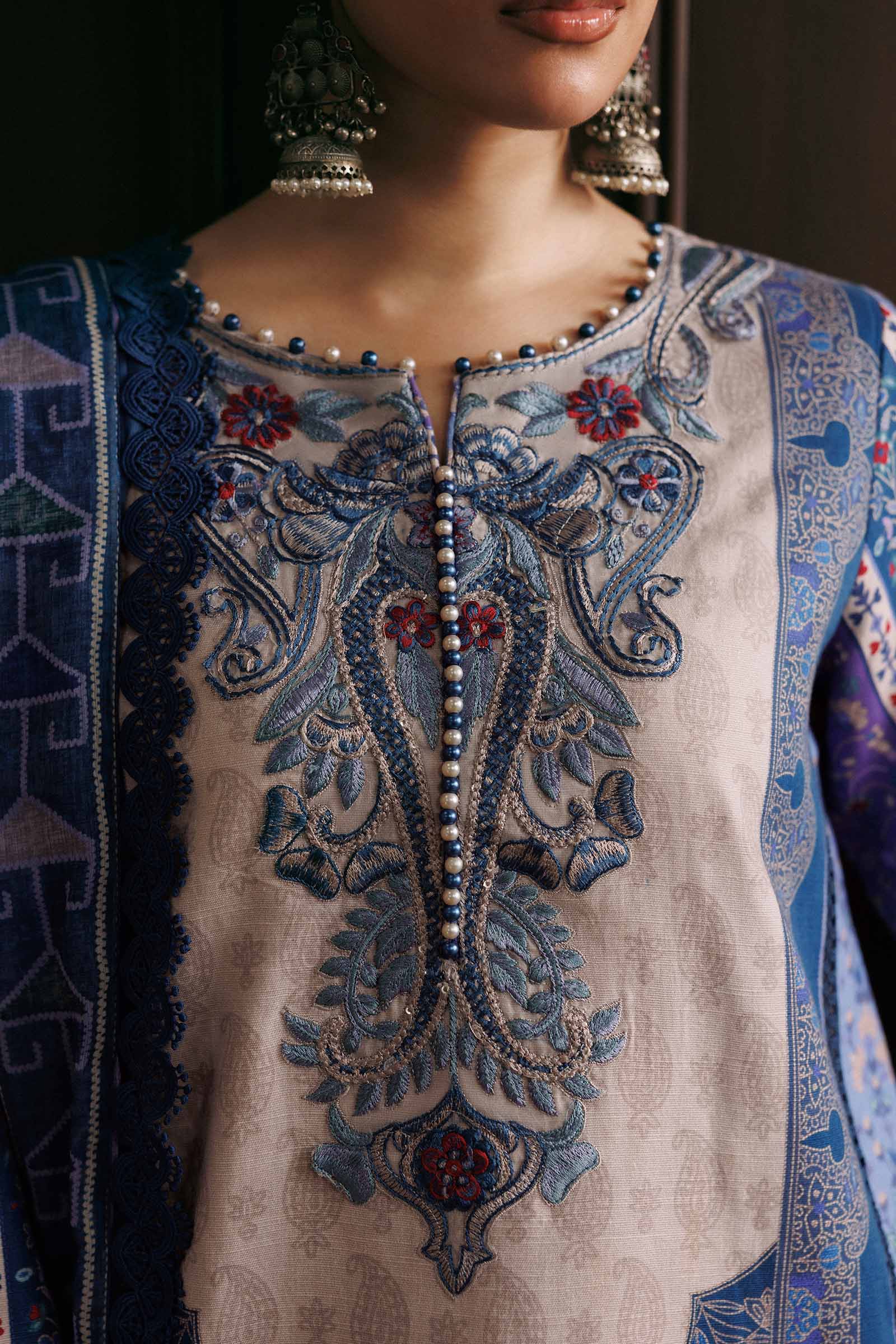 M Basics by Maria B Unstitched Embroidered Khaddar 3 Piece Suit MB26UMK MB-CUSV15 1A - Winter Collection
