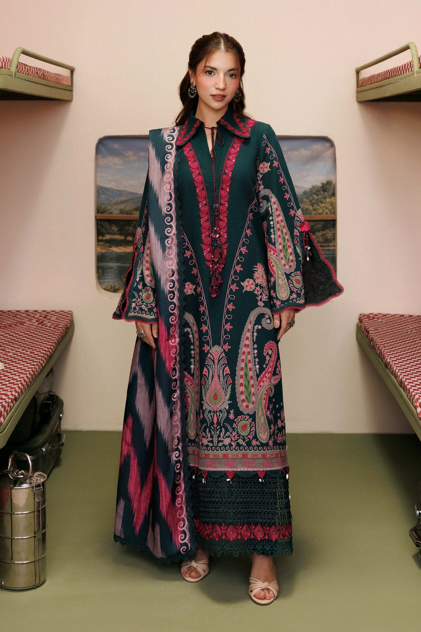 M Basics by Maria B Unstitched Printed Khaddar 3 Piece Suit MB26UMK MB-CUSV15 2B - Winter Collection