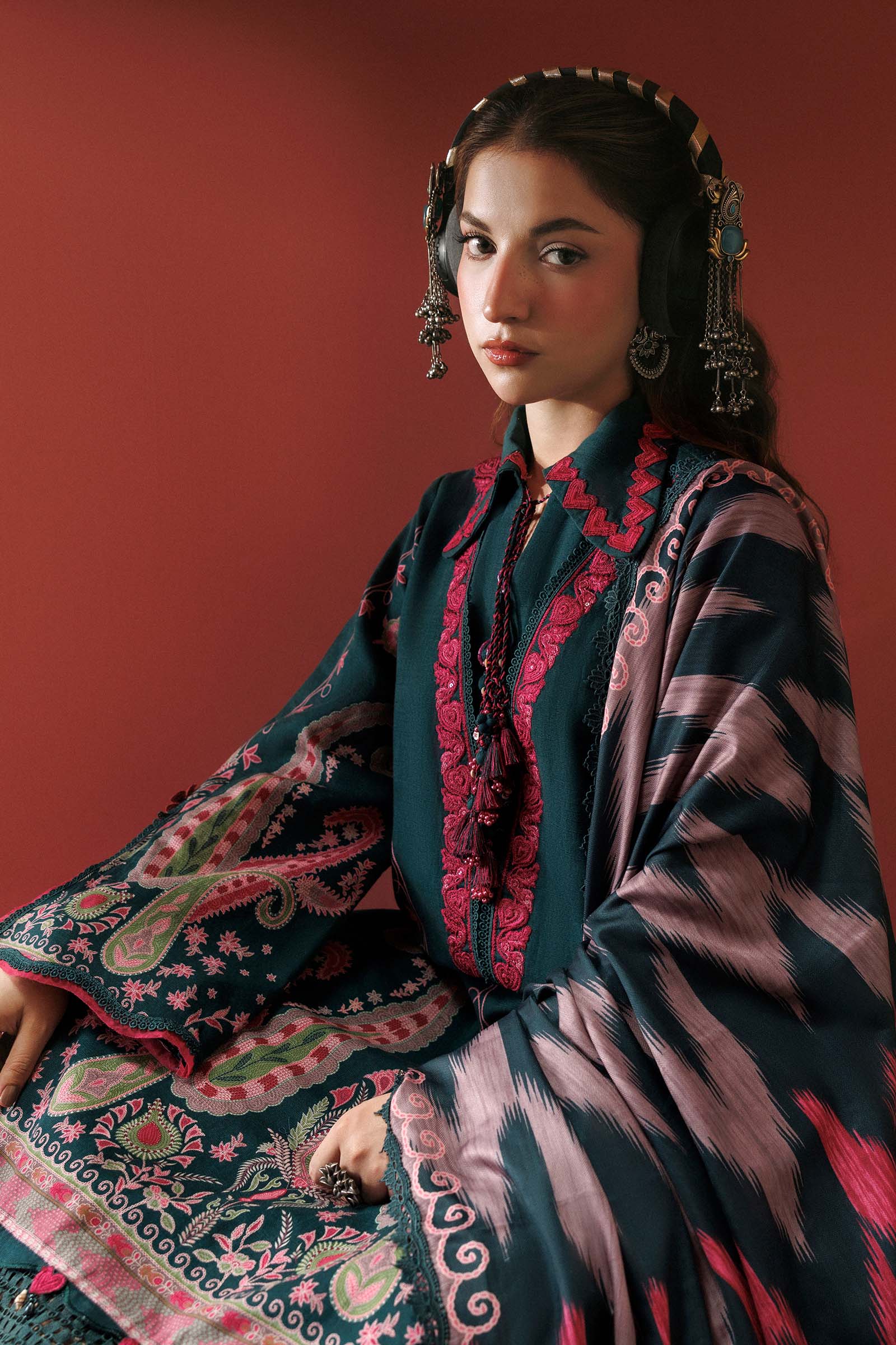 M Basics by Maria B Unstitched Printed Khaddar 3 Piece Suit MB26UMK MB-CUSV15 2B - Winter Collection