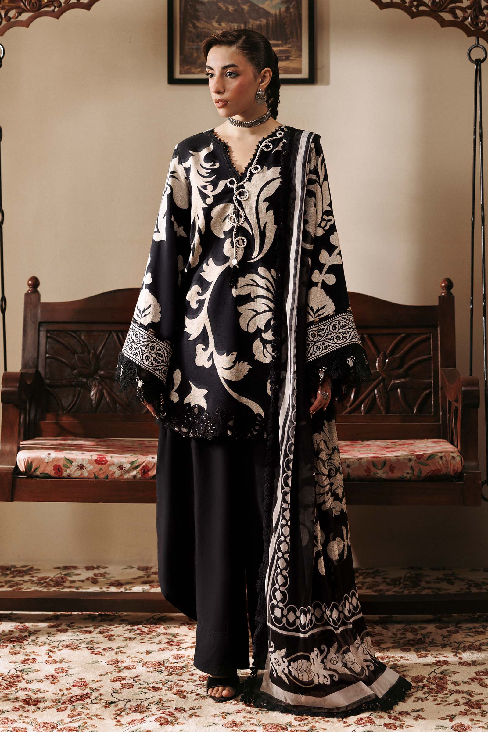 M Basics by Maria B Unstitched Printed Khaddar 3 Piece Suit MB26UMK MB-CUSV15 4B - Winter Collection