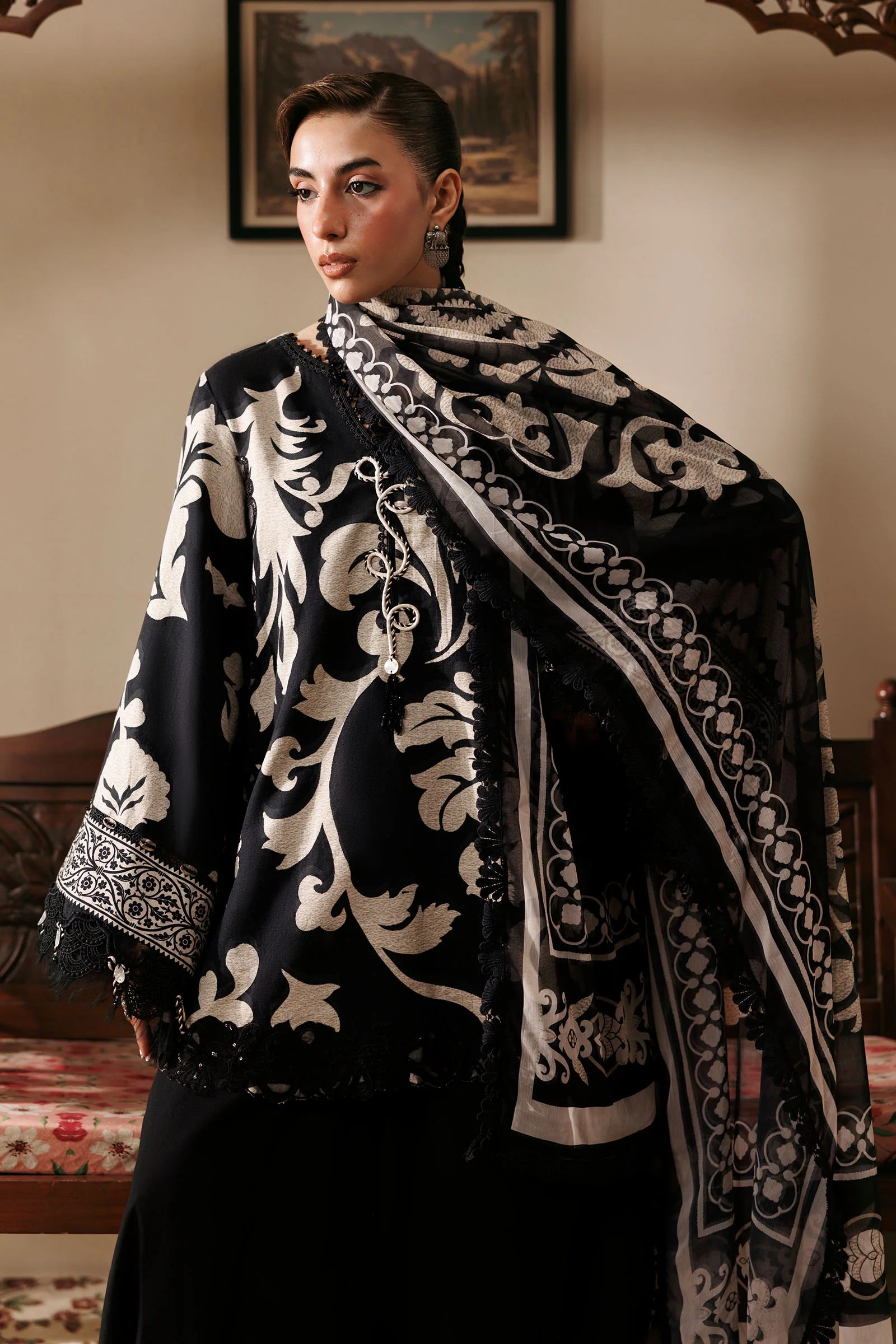 M Basics by Maria B Unstitched Printed Khaddar 3 Piece Suit MB26UMK MB-CUSV15 4B - Winter Collection