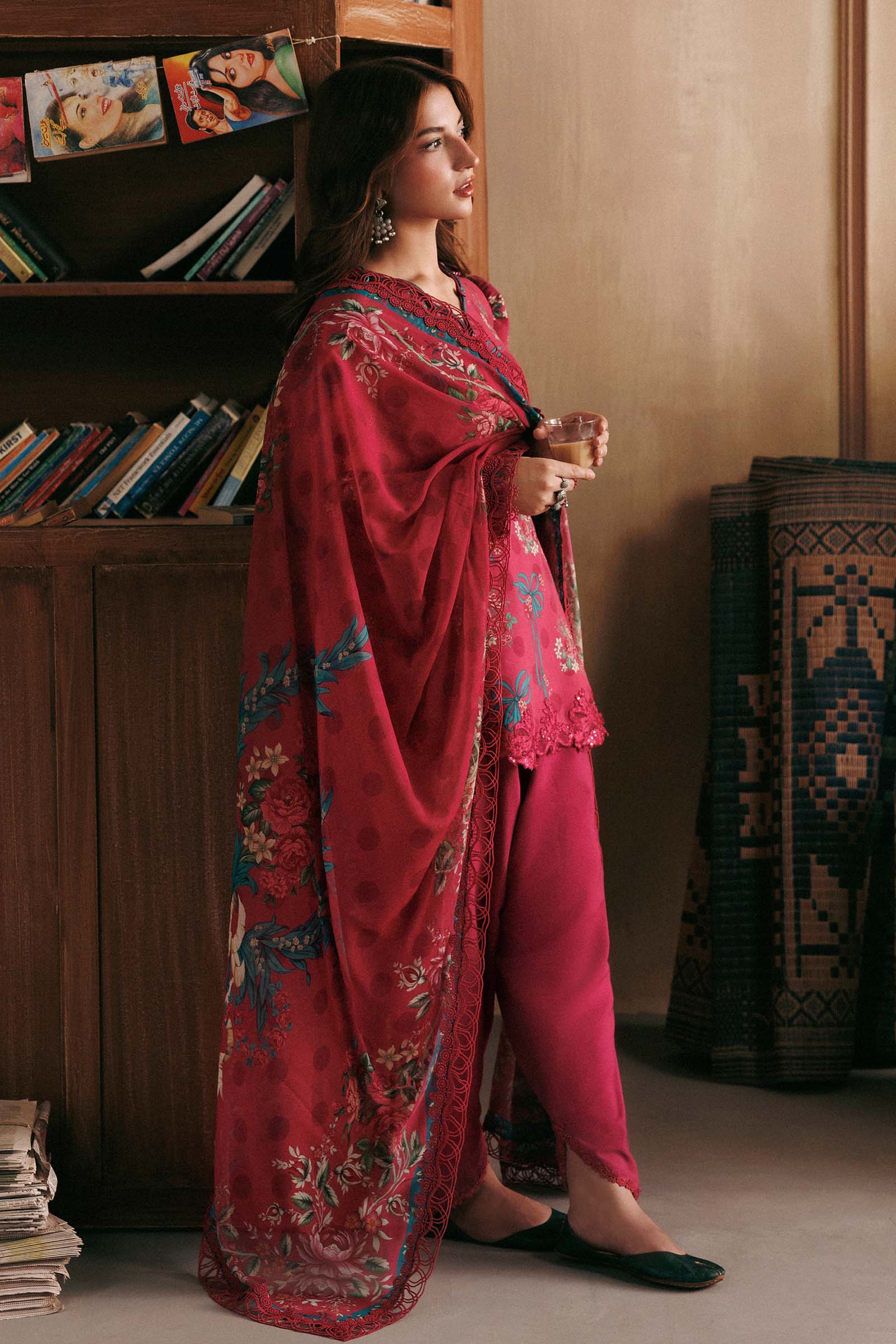 M Basics by Maria B Unstitched Printed Linen 3 Piece Suit MB26UMK MB-CUSV15 8B - Winter Collection