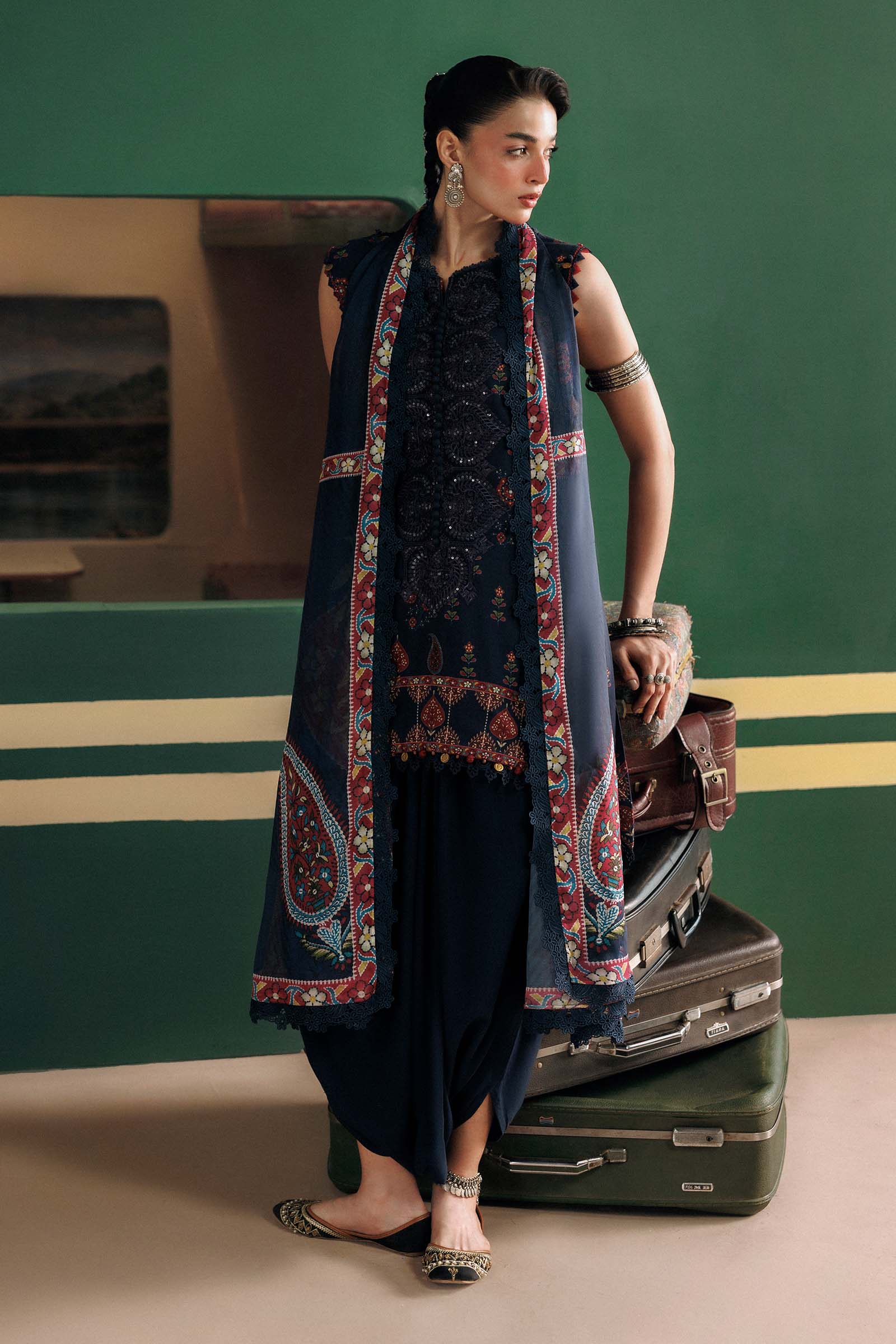 M Basics by Maria B Unstitched Printed Linen 3 Piece Suit MB26UMK MB-CUSV15 9A - Winter Collection