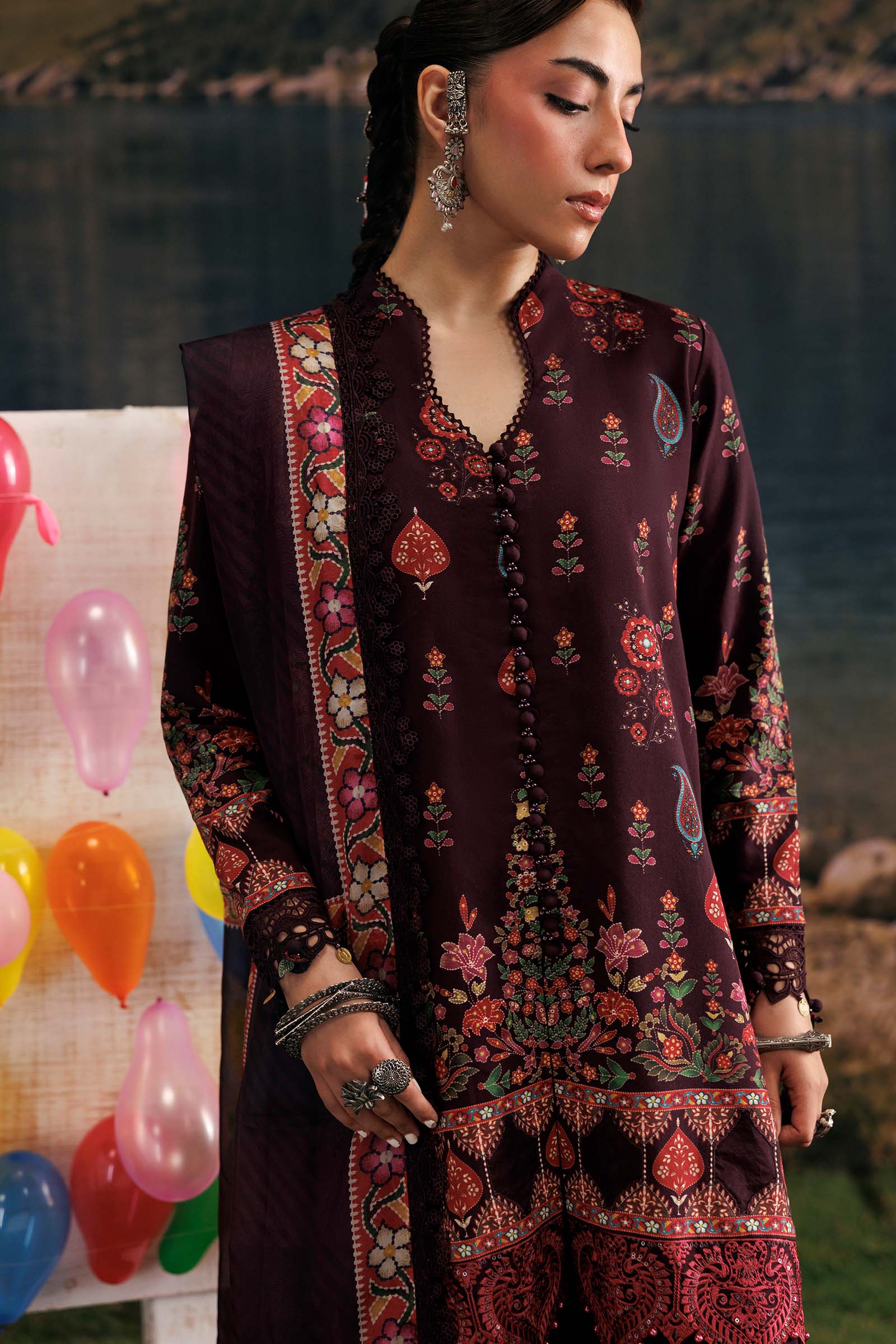 M Basics by Maria B Unstitched Printed Linen 3 Piece Suit MB26UMK MB-CUSV15 9B - Winter Collection