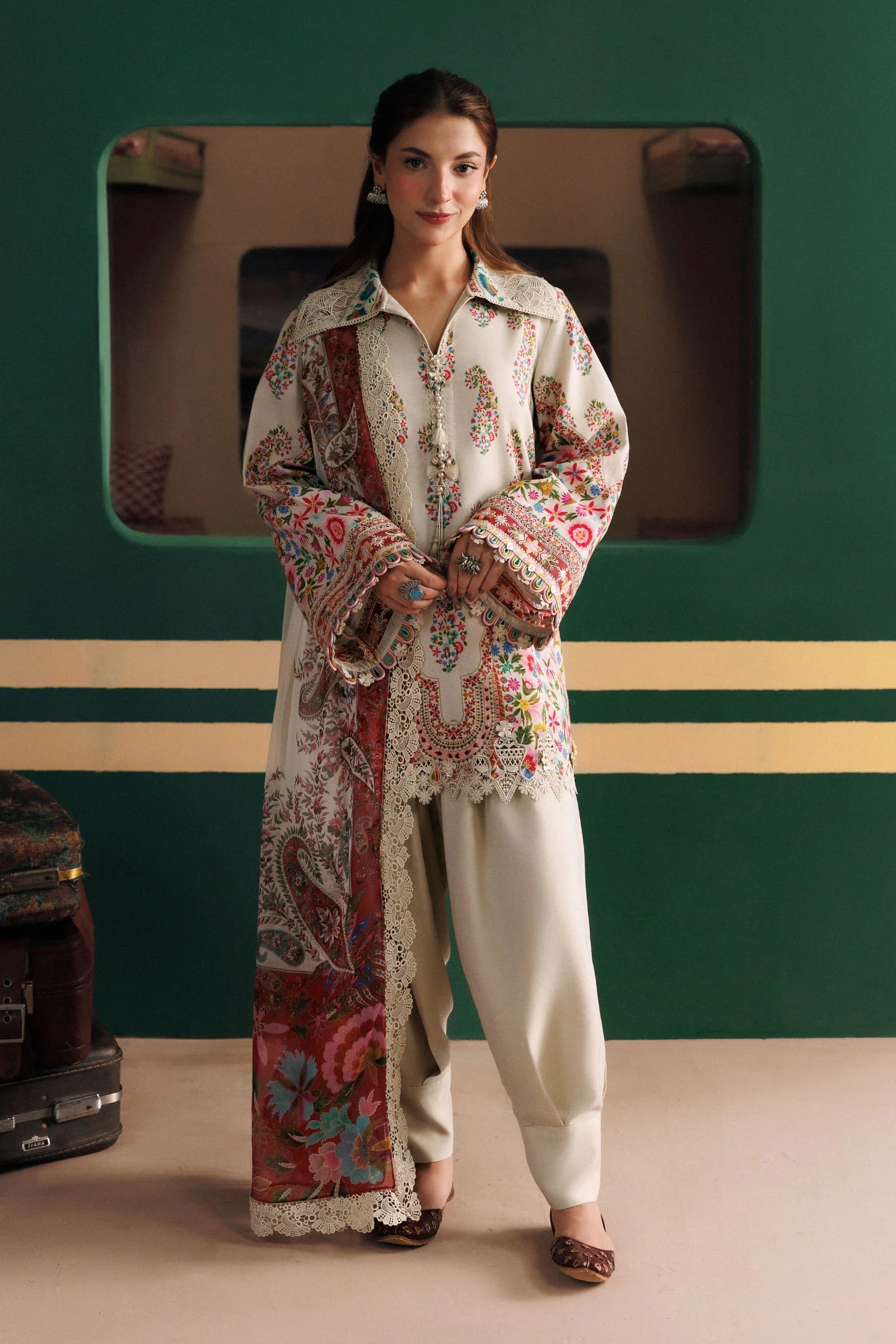 M Basics by Maria B Unstitched Printed Linen 3 Piece Suit MB26UMK MB-CUSV15 10A - Winter Collection