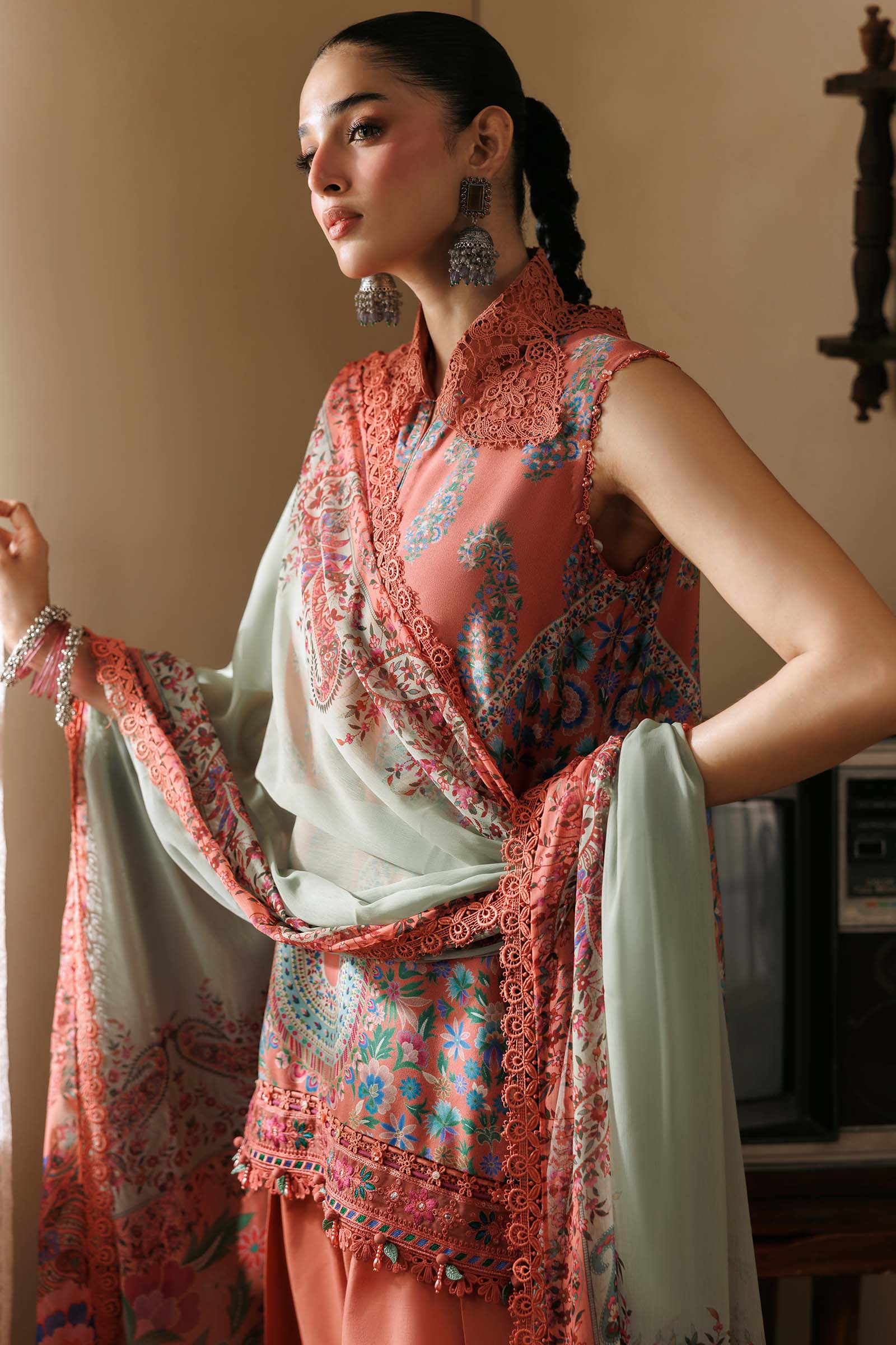 M Basics by Maria B Unstitched Printed Linen 3 Piece Suit MB26UMK MB-CUSV15 10B - Winter Collection