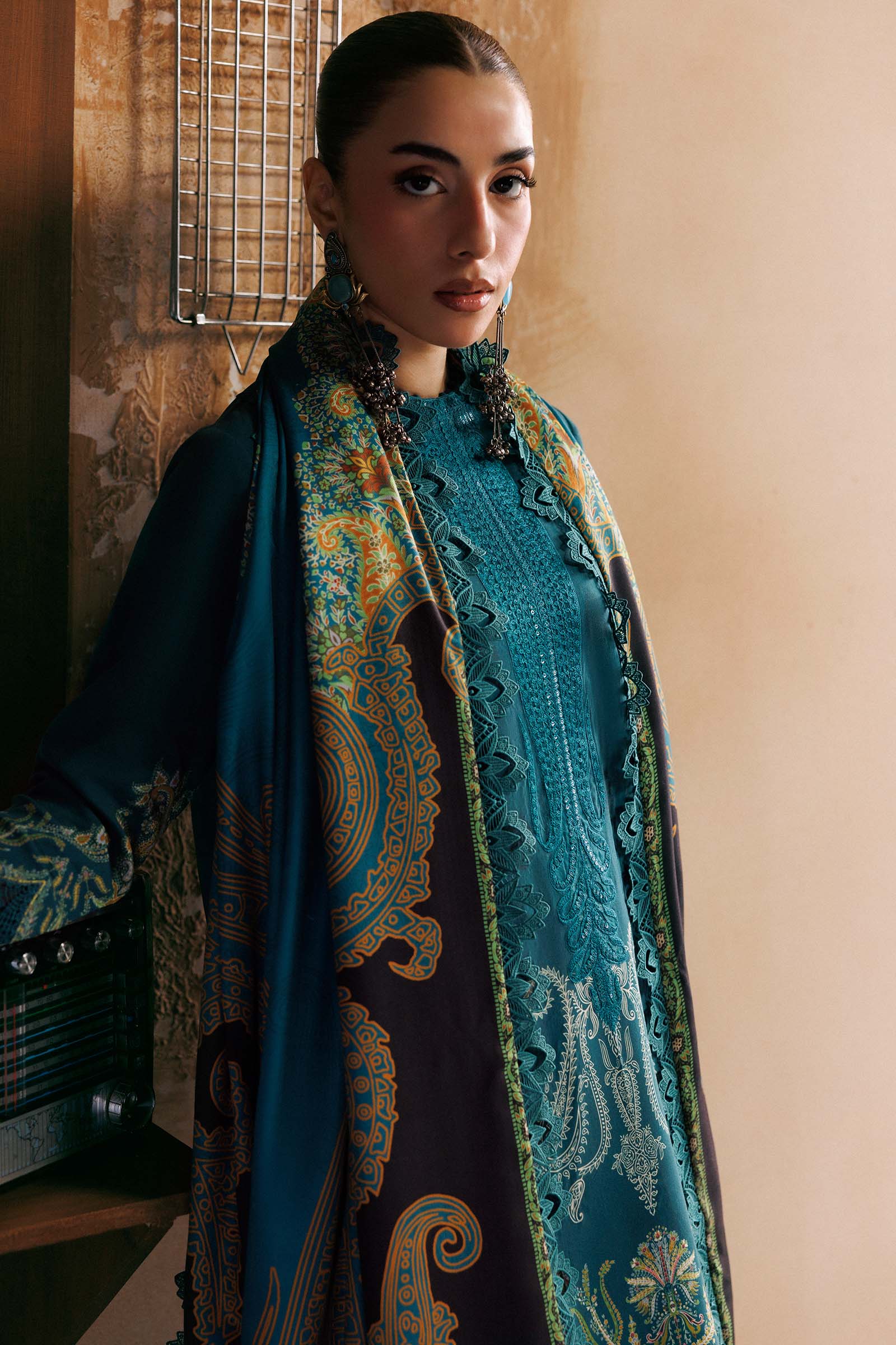M Basics by Maria B Unstitched Printed Linen 3 Piece Suit MB26UMK MB-CUSV15 11A - Winter Collection