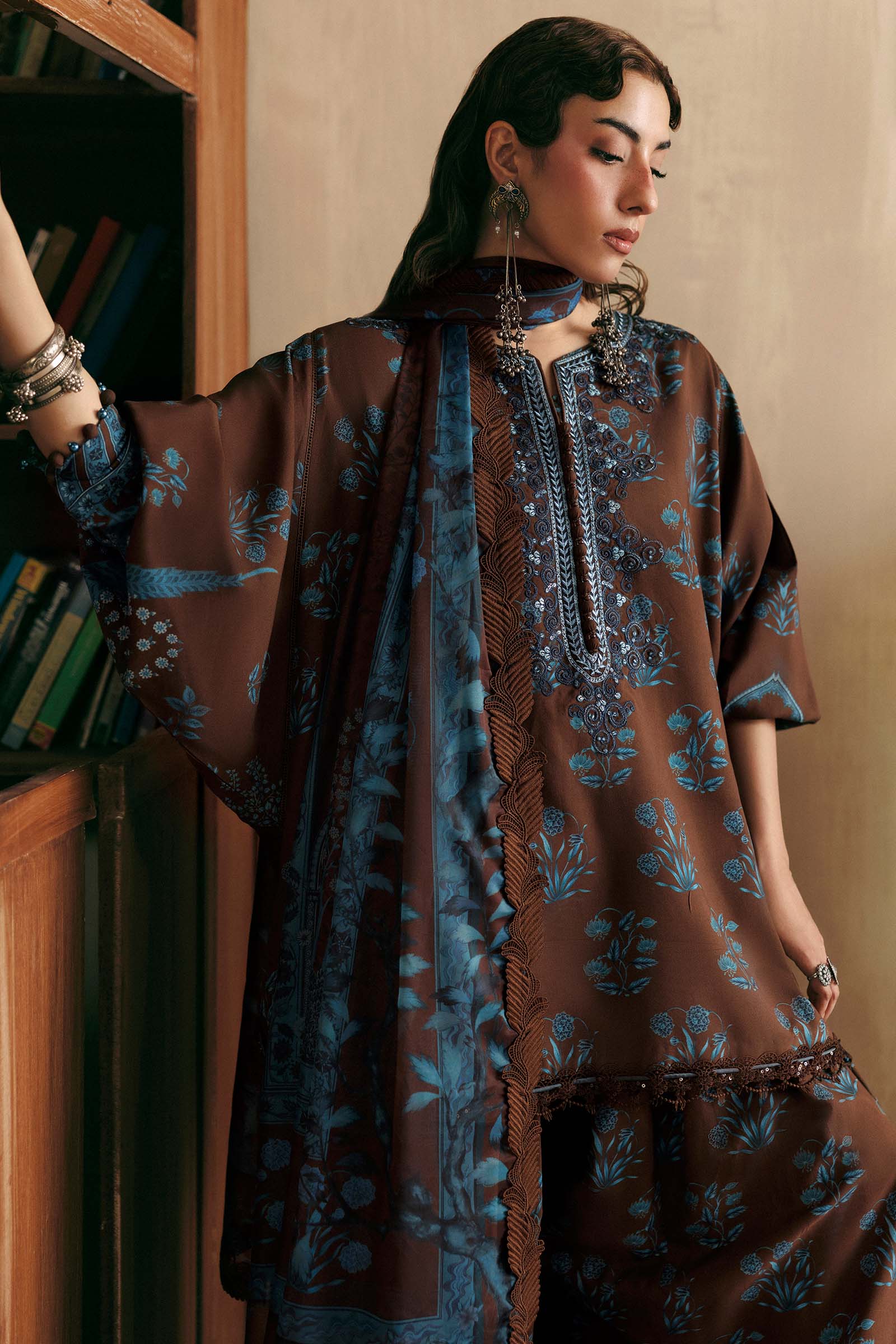 M Basics by Maria B Unstitched Printed Linen 3 Piece Suit MB26UMK MB-CUSV15 12B - Winter Collection