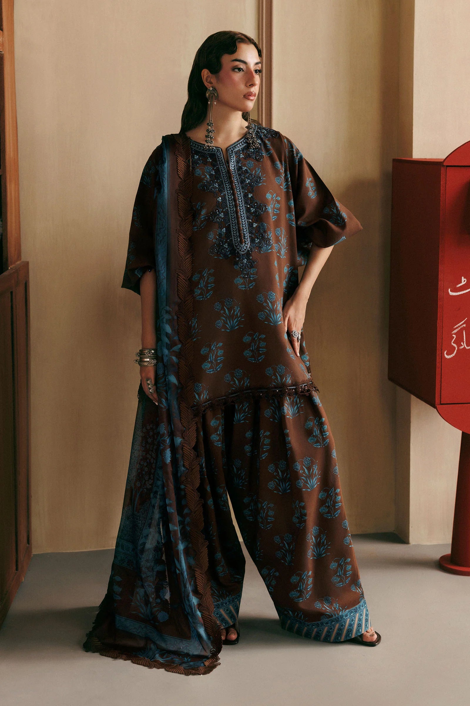 M Basics by Maria B Unstitched Printed Linen 3 Piece Suit MB26UMK MB-CUSV15 12B - Winter Collection