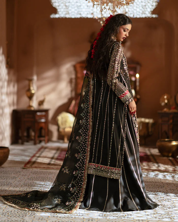 Zevk Chand Begum – Hand-Embellished Black Organza Festive Ensemble