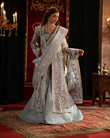 ZEVK Mughal Rani – Hand-Embellished Slate Grey Organza Luxury Ensemble