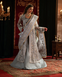 ZEVK Mughal Rani – Hand-Embellished Slate Grey Organza Luxury Ensemble