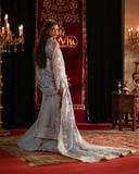ZEVK Mughal Rani – Hand-Embellished Slate Grey Organza Luxury Ensemble