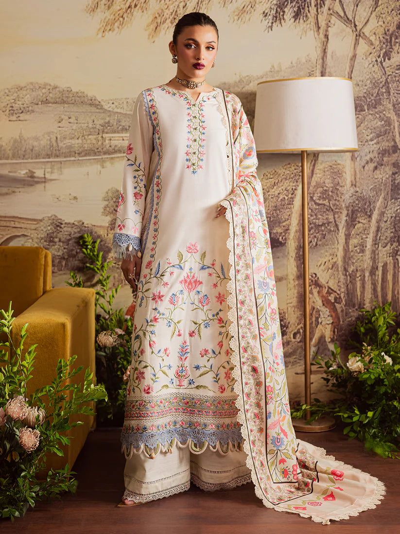 MAHNUR NK-01 | Embroidered Khaddar 3-Piece Unstitched Winter Suit with Premium Printed Wool Shawl