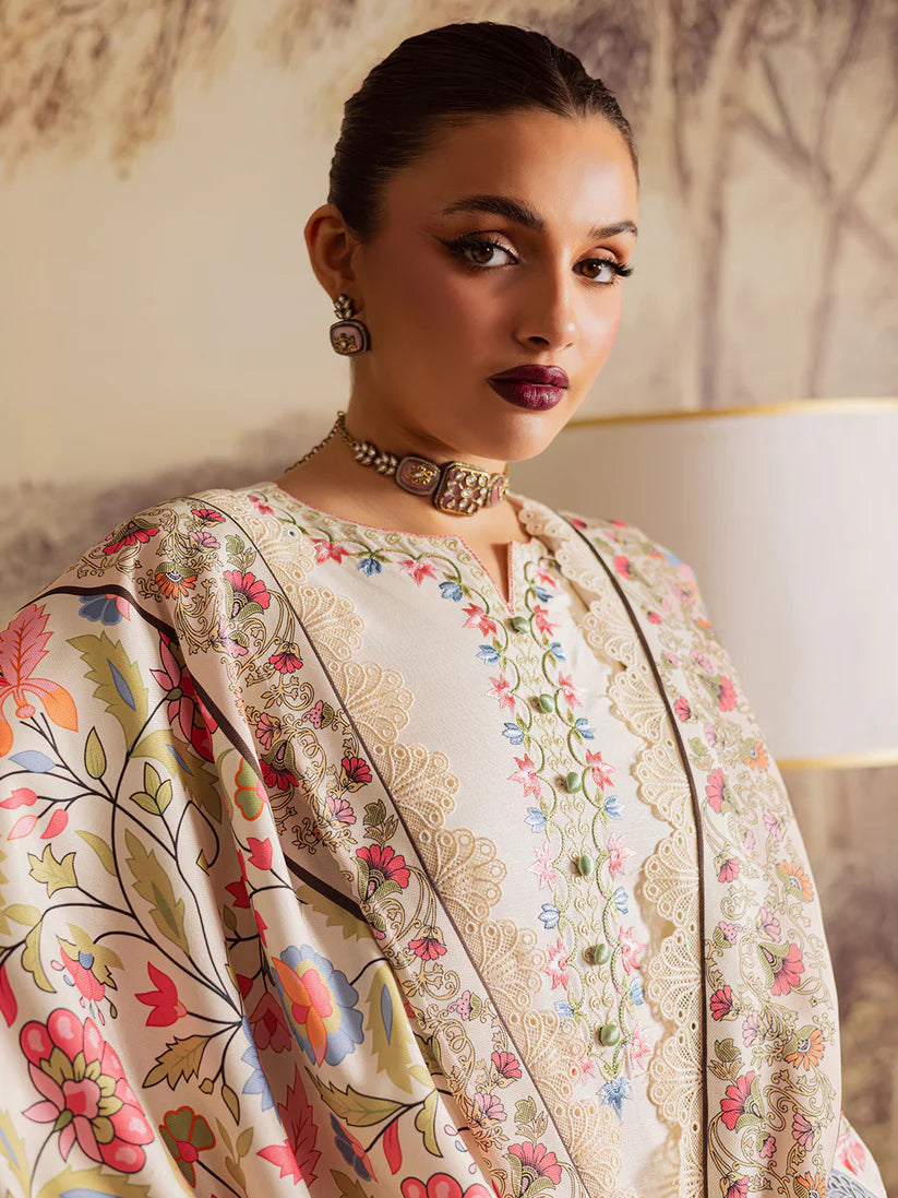 MAHNUR NK-01 | Embroidered Khaddar 3-Piece Unstitched Winter Suit with Premium Printed Wool Shawl