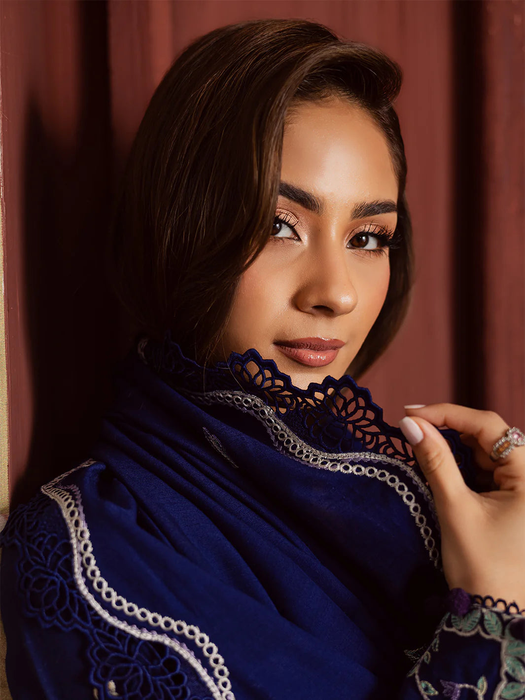 MAHNUR NK-06 | Exquisitely Embroidered Khaddar 3-Piece Unstitched Suit with Embroidered Wool Shawl