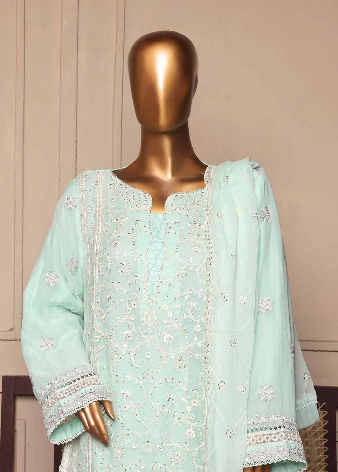 OMSC-FR-010 R55 | Bin Saeed - 3 Piece Luxury Embroidered Frock Style Stiched
