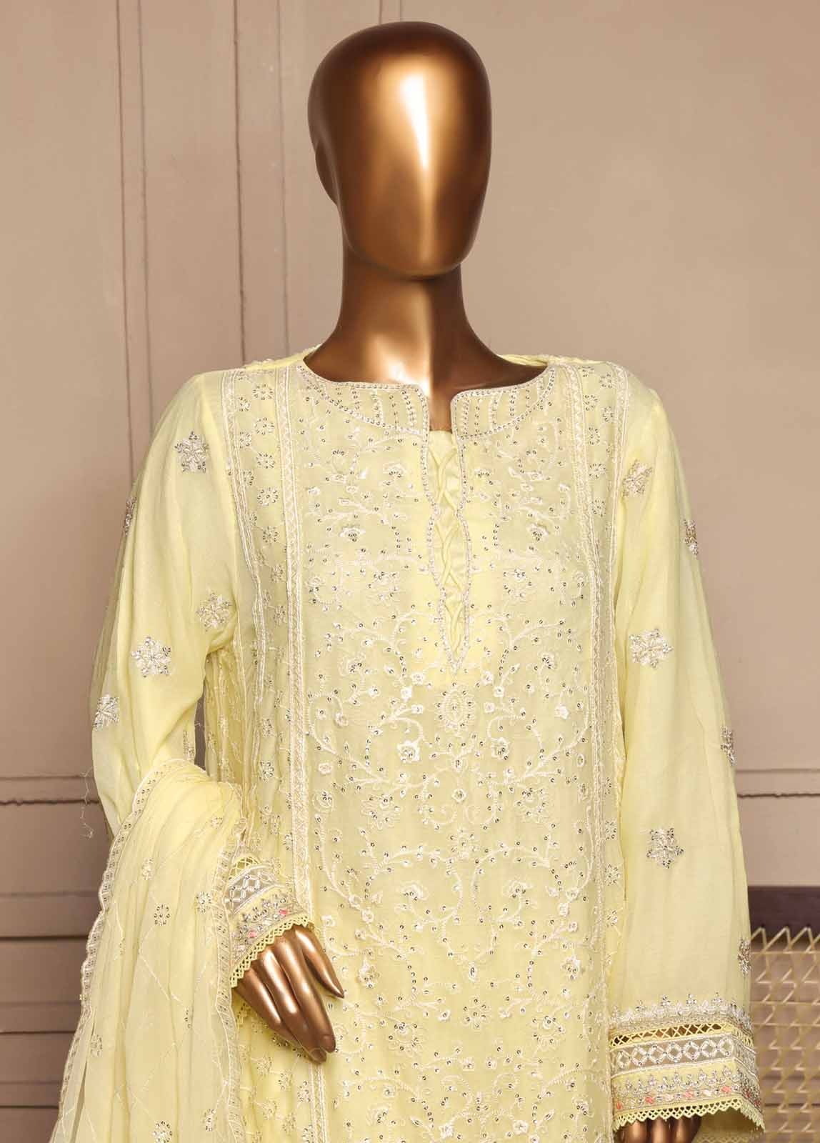 OMSC-FR-014 R55 | Bin Saeed - 3 Piece Luxury Embroidered Frock Style Stiched