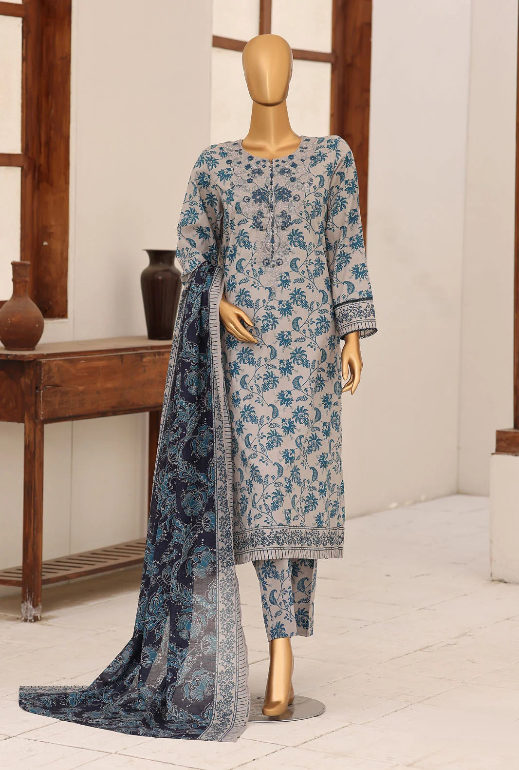 Identic by HZ Textiles Embroidered Lawn Unstitched 3 Piece Suit PDW-3329-A
