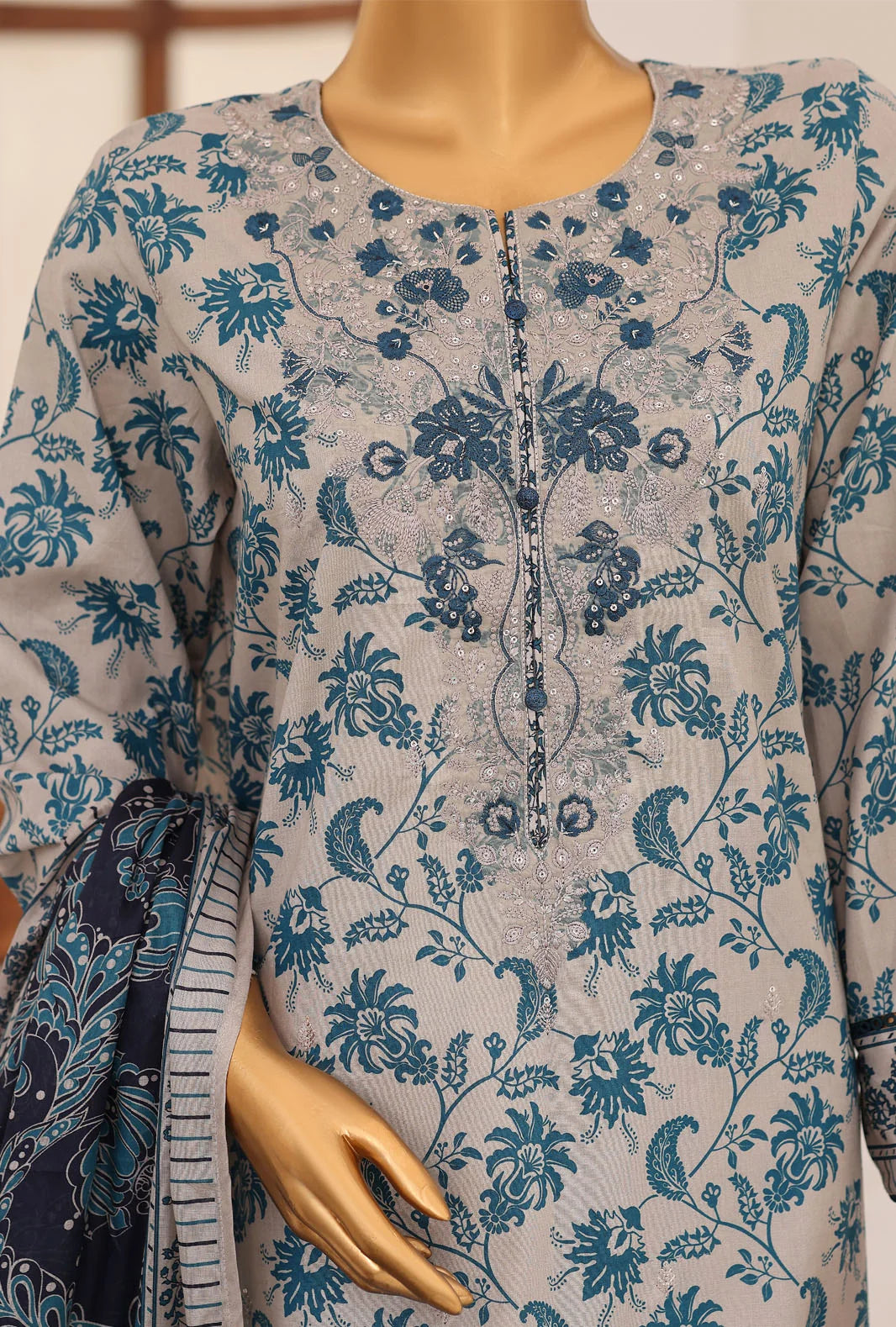 Identic by HZ Textiles Embroidered Lawn Unstitched 3 Piece Suit PDW-3329-A