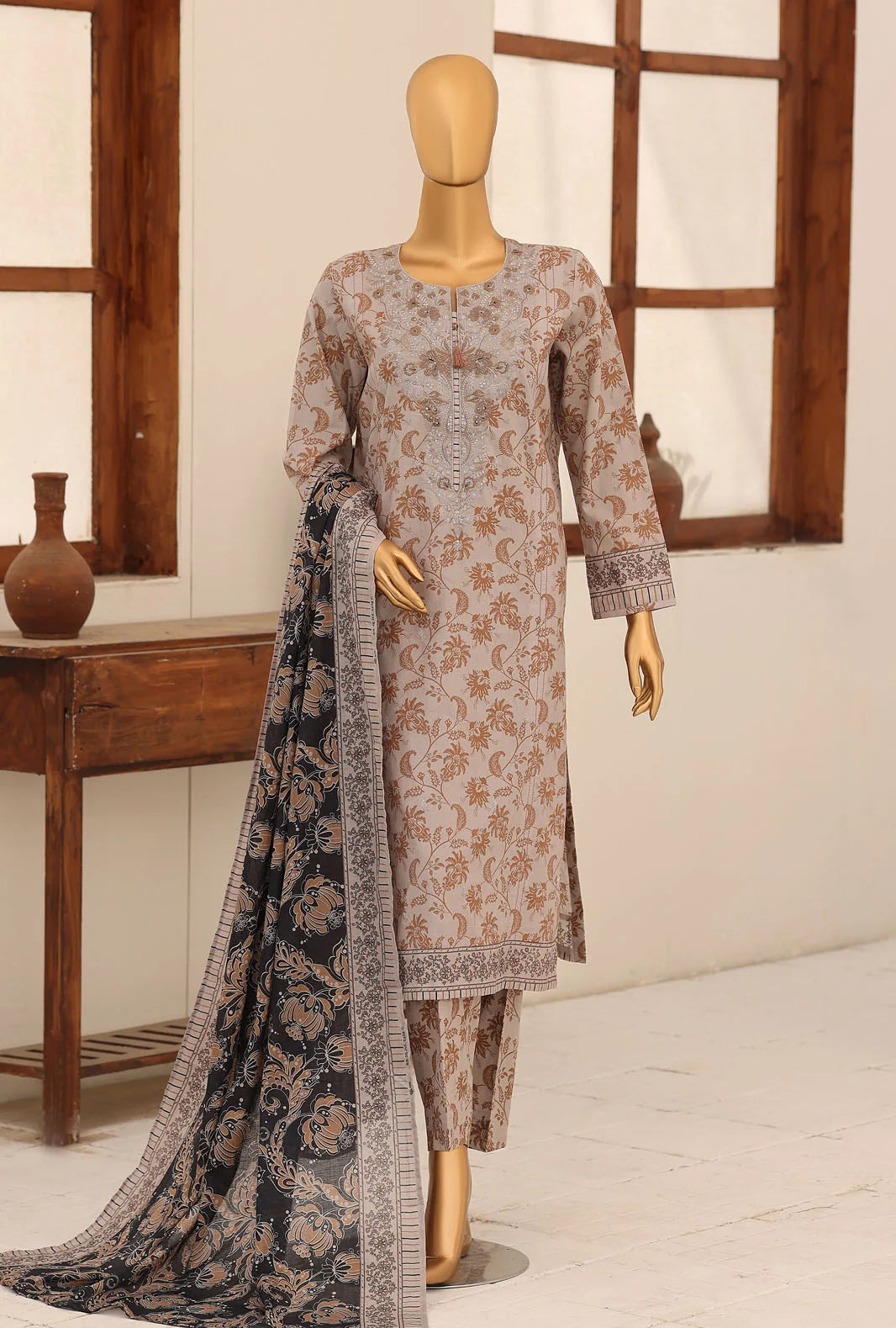 Identic by HZ Textiles Embroidered Lawn Unstitched 3 Piece Suit PDW-3329-C