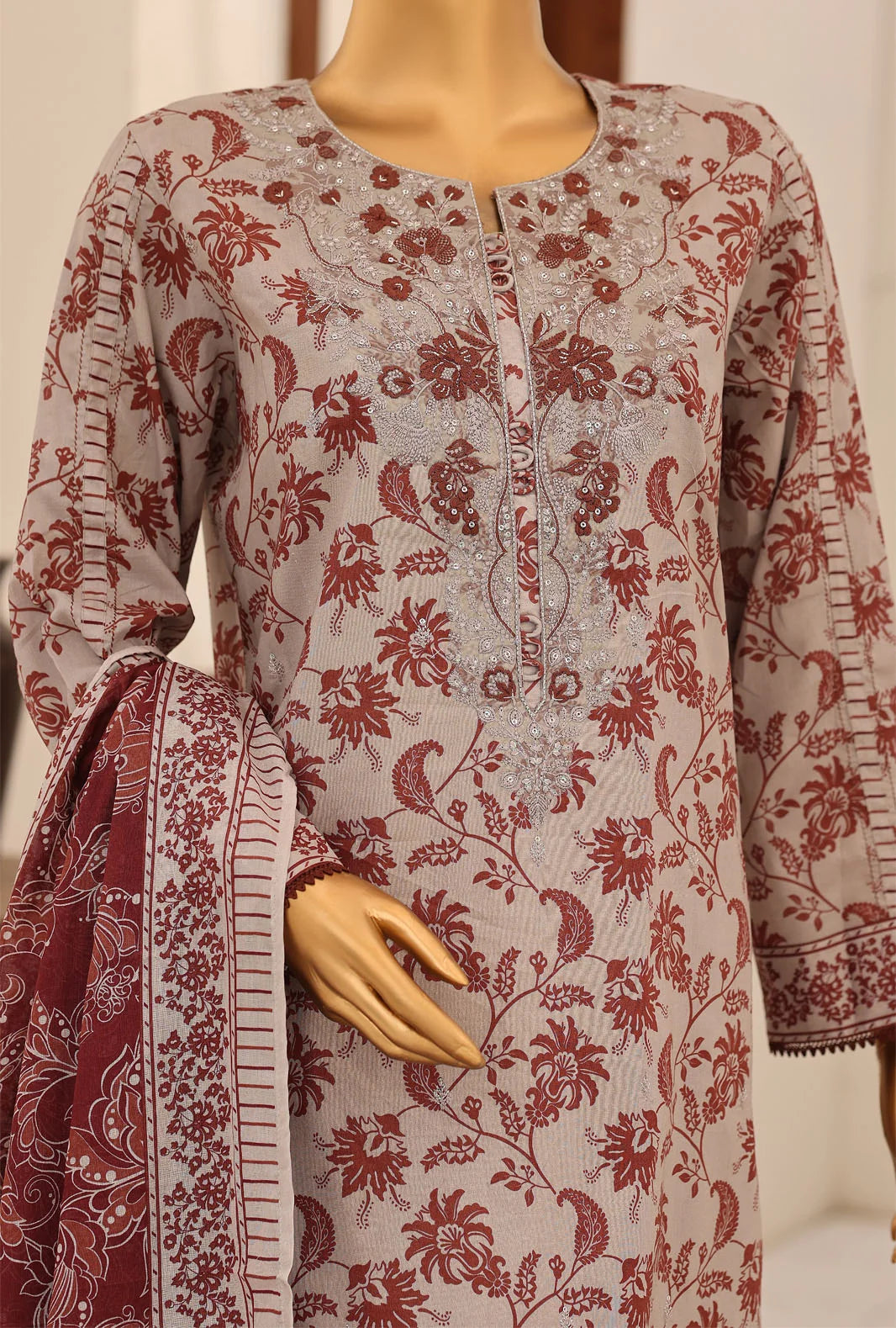 Identic by HZ Textiles Embroidered Lawn Unstitched 3 Piece Suit PDW-3329-D