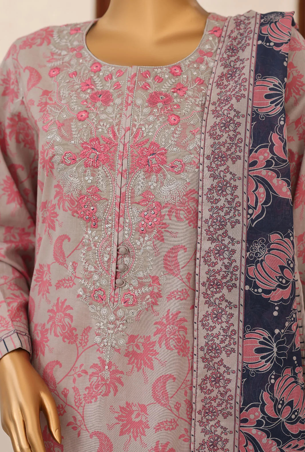 Identic by HZ Textiles Embroidered Lawn Unstitched 3 Piece Suit PDW-3329-E