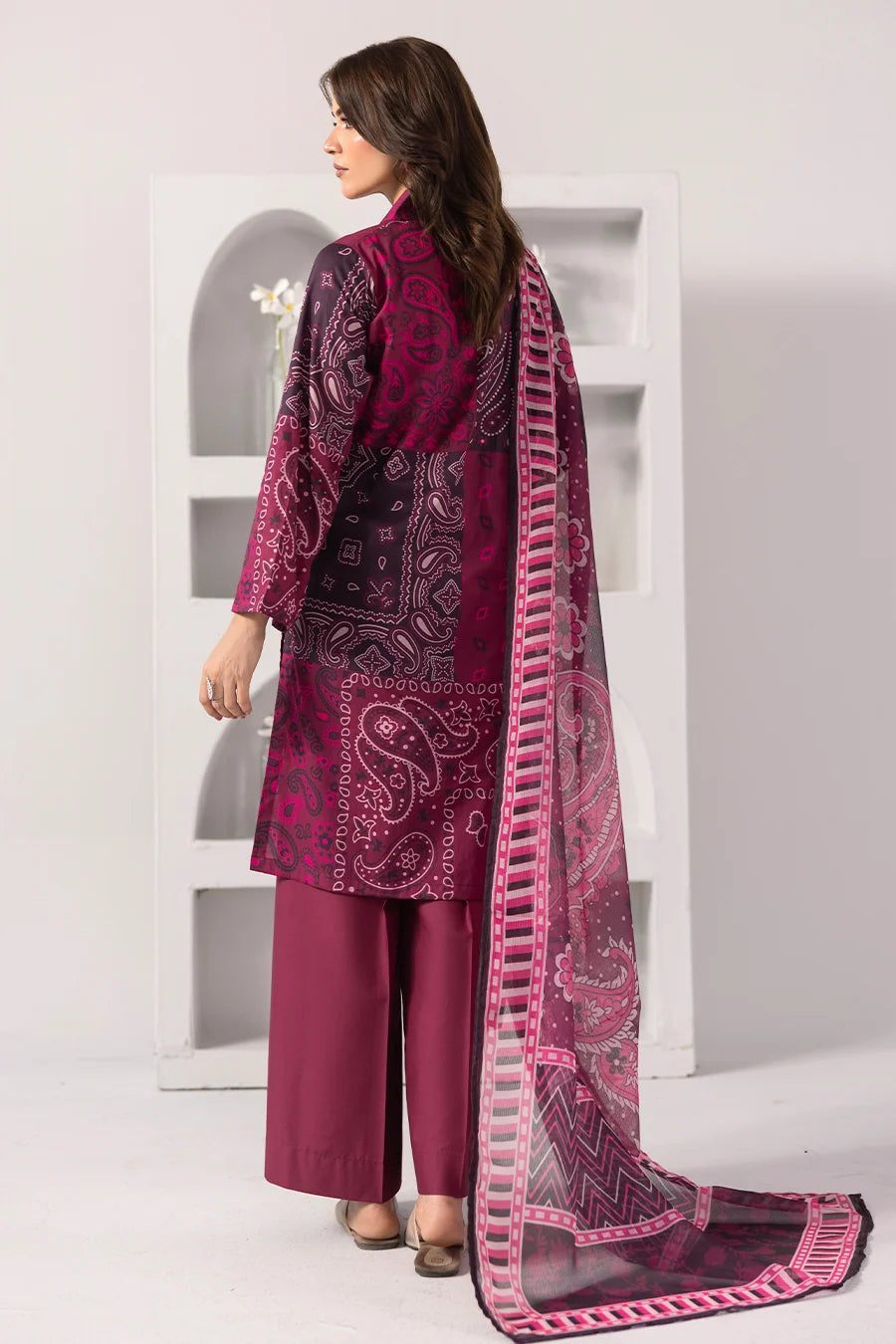 Plum Petal - Printed Luxury Zeenat Pret(3Pcs)