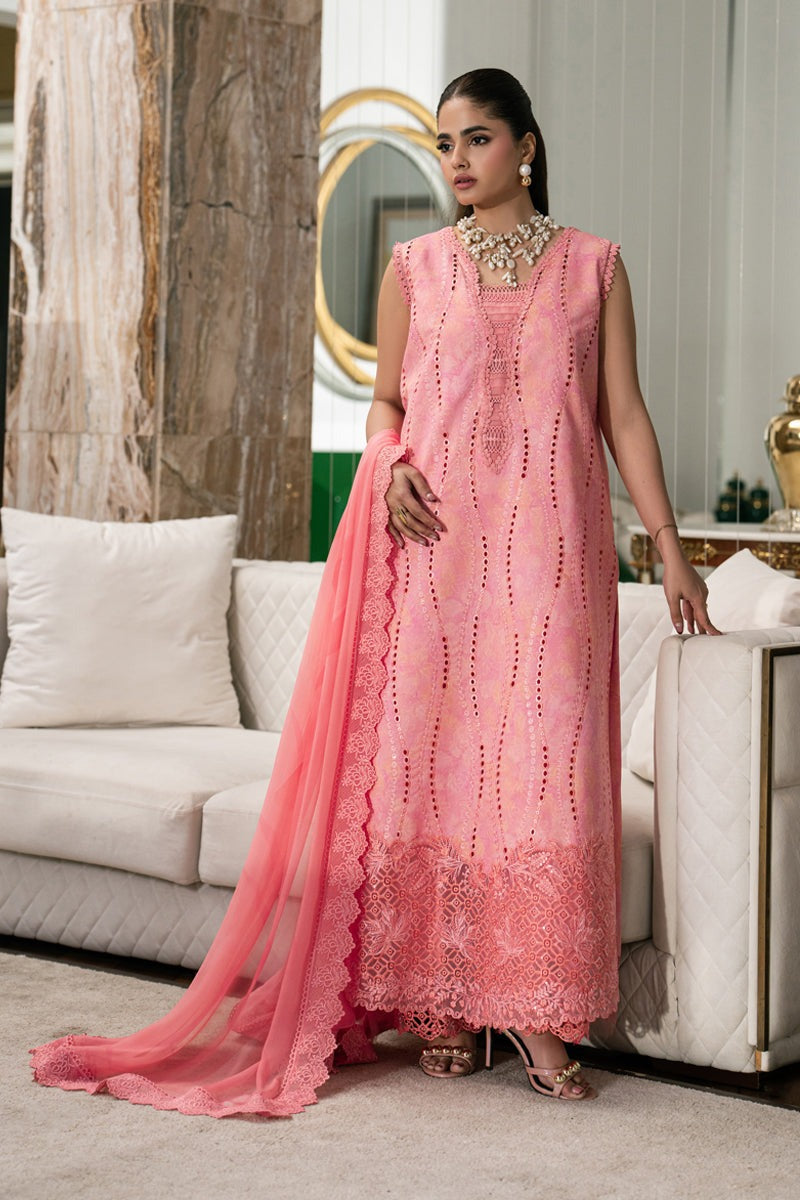 D-08 ZOEY - Rang Rasiya Carnation Embroidered Lawn Unstitched 3Pc Suit