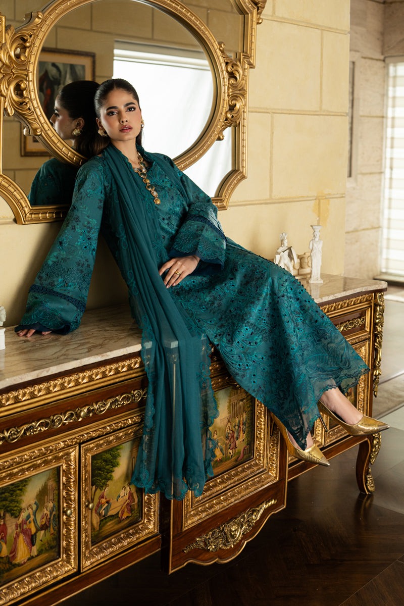 D-16 LIARO - Rang Rasiya Carnation Embroidered Lawn Unstitched 3Pc Suit