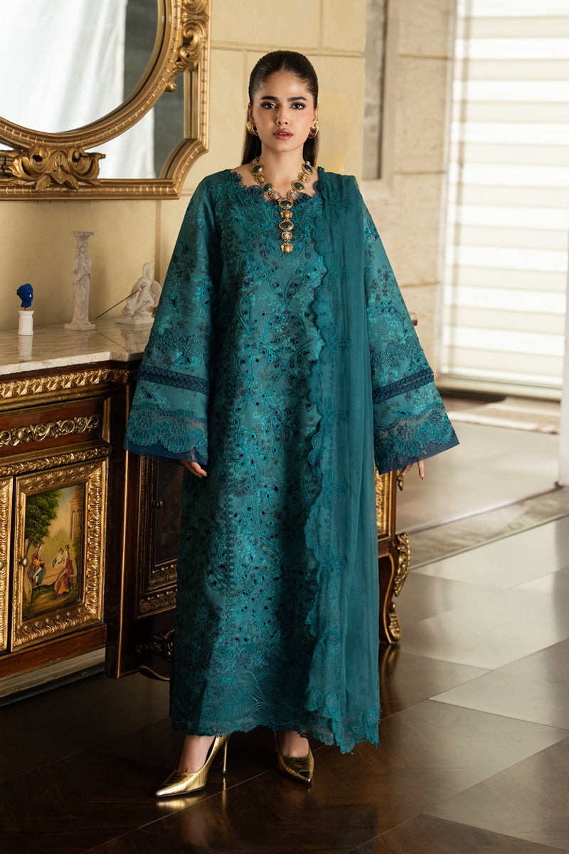 D-16 LIARO - Rang Rasiya Carnation Embroidered Lawn Unstitched 3Pc Suit