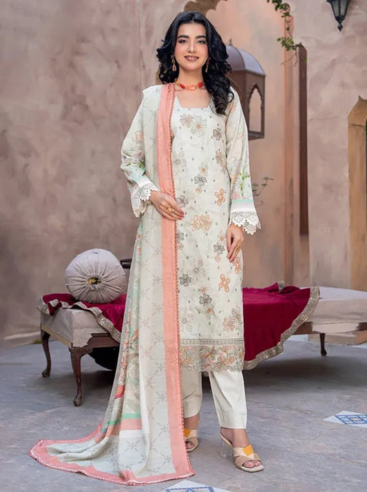 Rut Rang by Riaz Arts Design 03 – Digital Print Embroidered Lawn Suit with Diamond Slub Dupatta | 3 Piece Unstitched