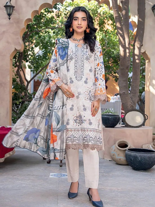 Rut Rang by Riaz Arts Design 06 – Digital Print Embroidered Lawn Suit with Diamond Slub Dupatta | 3 Piece Unstitched